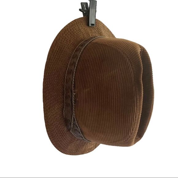 BILTMORE vintage brown corduroy fedora hat brown - Picture 8 of 12